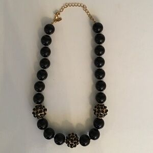 Kenneth Jay Lane Black pearl + pave necklace